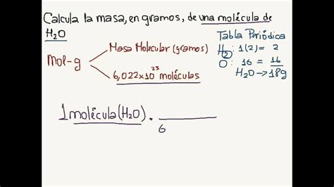 Calcula la masa en gramos de una molécula de agua - YouTube