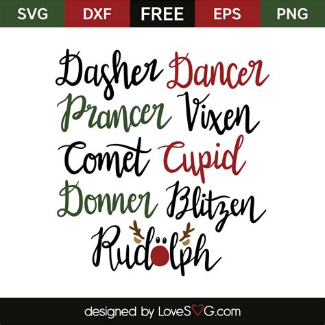 Reindeer Names - Lovesvg.com