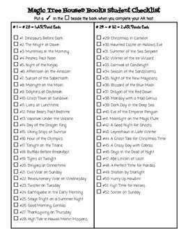 Magic Tree House Books Student Checklist with AR Points by Your Daily ...