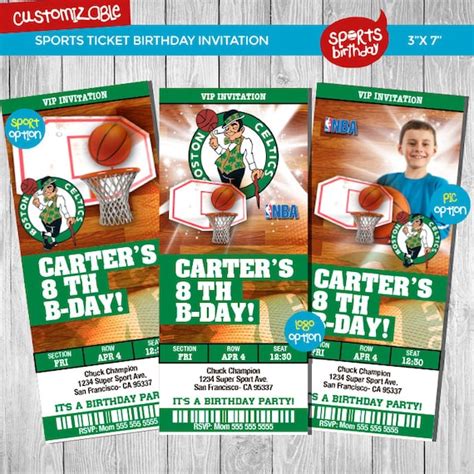 Boston Celtics Basketball ticket Invitation Celtics | Etsy