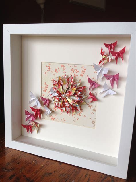 Origami Dahlia and Butterflies in a frame. Order via www.facebook.com/ChienoWa.Origami Origami ...