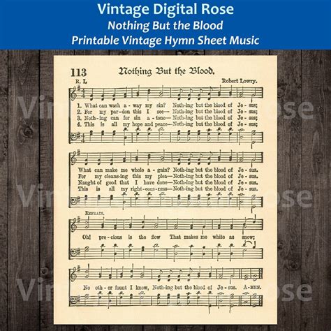 Nothing but the Blood Printable Vintage Hymn Sheet Music - Etsy