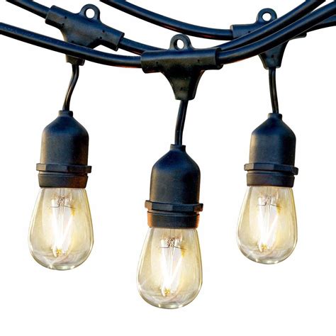 Ambience Pro LED Waterproof Outdoor String Lights - Heavy Duty, Hanging Vintage Edison Bulbs ...