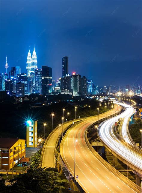 Kuala Lumpur Skyline At Night Scene Highway Menara Kuala Lumpur Photo Background And Picture For ...