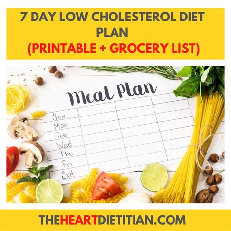 7-Day Low Cholesterol Diet Plan (Printable + Grocery List)