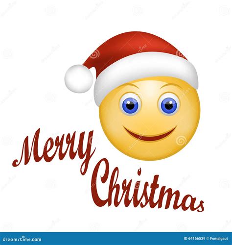 Smiley Face Happy Santa Claus. Face Emoticon Wearing Santa Hat Stock ...