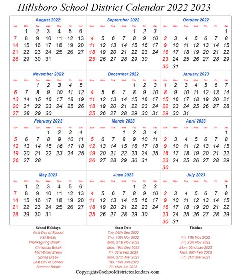 Hillsboro School District Calendar 2022 2023 | School District Calendars