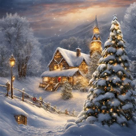 Snowy Christmas Cabin PNG Download, Christmas Background, Wreath, Door ...