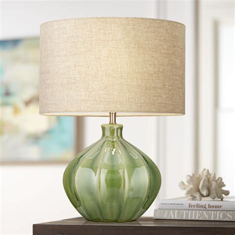 360 Lighting Gordy Modern Accent Table Lamp Handcrafted 20 1/2" High Ribbed Green Ceramic ...