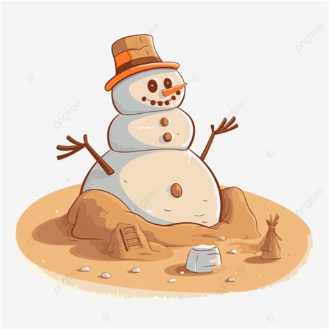 Sand Snowman Clipart Snowman Sitting On A Sand Pit Holding A Hat ...