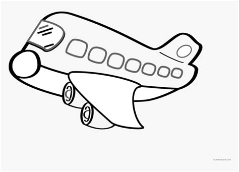 Airplane Clipart Outline 5 Clip Art - Plane Clipart Black And White, HD Png Download - kindpng