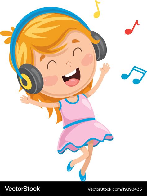 Of kid listening music Royalty Free Vector Image