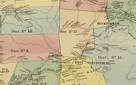 Historic landowners map of Glastonbury, CT from 1869 - CT Restored