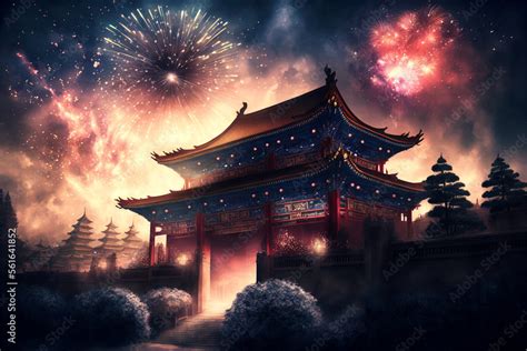 Chinese lunar new year 2023 celebration fireworks Stock Illustration ...