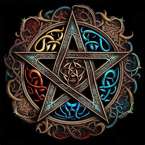 Colorful Wiccan Pentagram Art 4k - Etsy