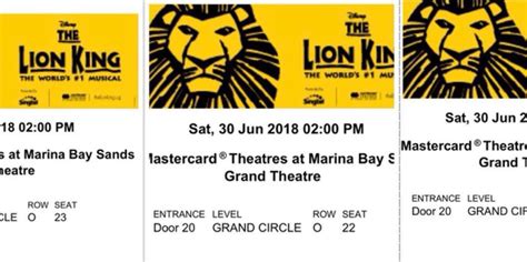 The Lion King- 3 tickets , Entertainment, Events & Concerts on Carousell