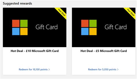 £5 Microsoft Gift Card for 5050 Rewards Points / £10 for 10100 Points @ Microsoft Reward Store ...