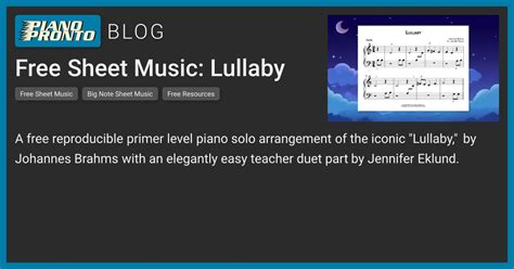 Free Sheet Music: Lullaby | Piano Pronto Publishing