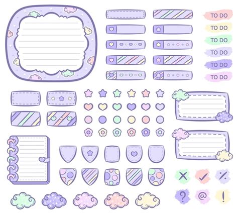 Premium Vector | Collection of digital printable frame notes with planners sticker and sticky ...