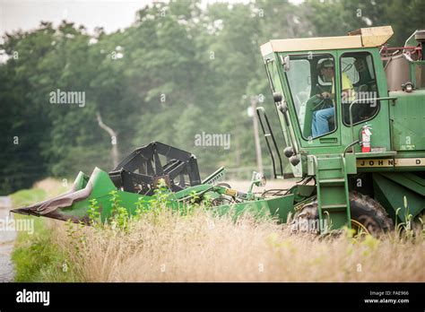 Farmer harvesting a wheat field Stock Photo - Alamy