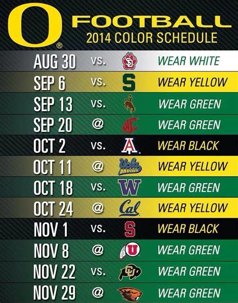 Football Time!!!!! | Oregon football, Colors schedule, Oregon ducks