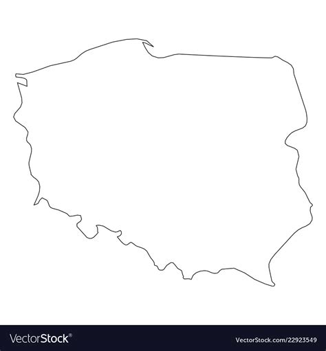 Poland - solid black outline border map of country