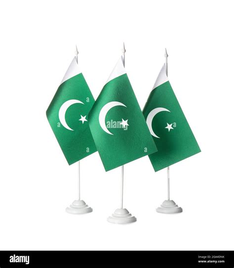 Pakistan flags on white background Stock Photo - Alamy