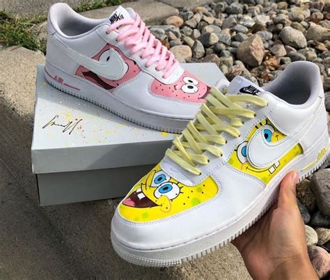 Spongebob Custom Air Forces | White nike shoes, Custom nike shoes, Custom shoes diy