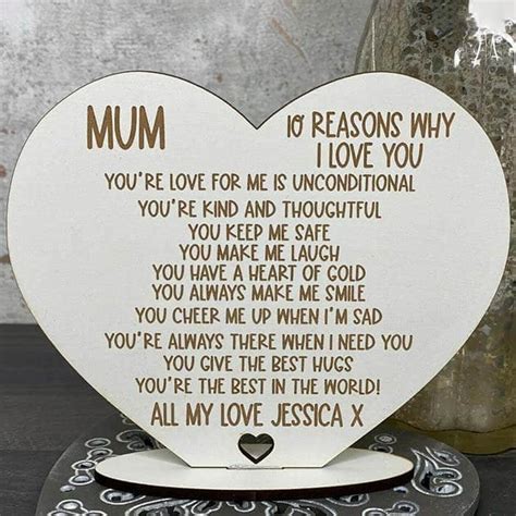 Personalised 10 Reasons Why I Love You Mum/Mummy, Mothers Day, Birthday Gift - Little Gifts With ...