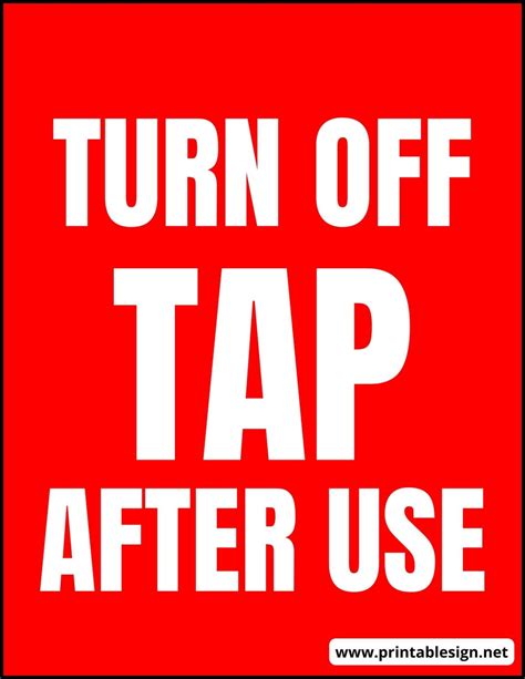 Turn Off Tap Sign | FREE Download