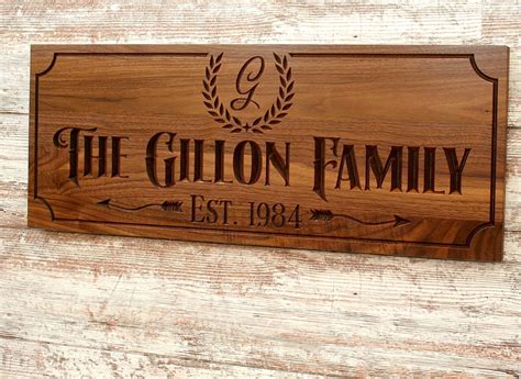 Custom Engraved Family Name Wood Sign Personalized Wooden | Etsy