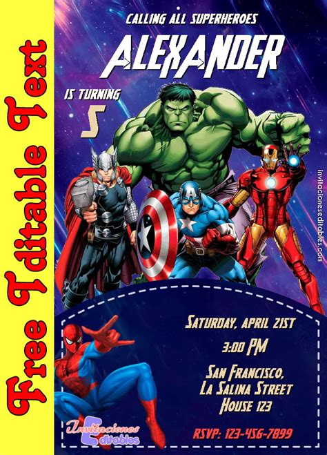 Free Editable Template Avengers Invitation 01 2024