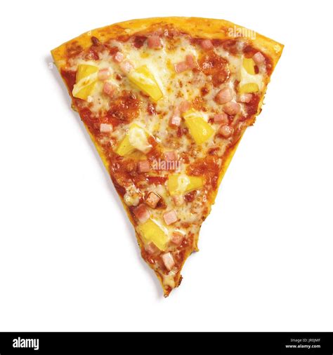 A Slice Of Hawaiian Pizza On A White Background Stock Photo - Alamy