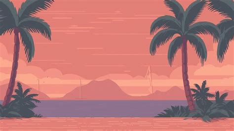 Premium AI Image | A pink sunset with palm trees and a pink sky.