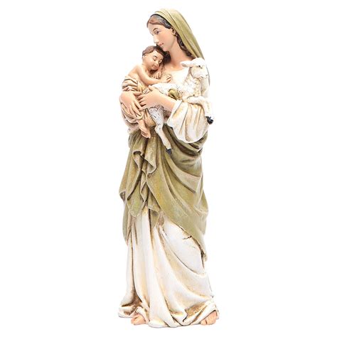 Our Lady statue with baby Jesus in coloured wood pulp 15cm | online ...