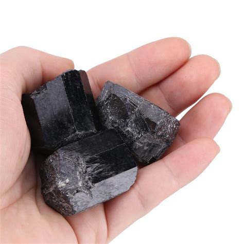 Mgaxyff 1 pcs Natural Black Quartz Crystal Tourmaline Rough Rock Mineral Healing Stone, Crystal ...