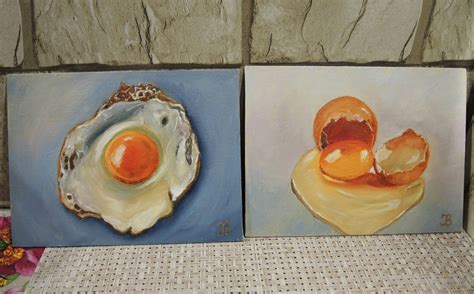 Broken Egg Painting Original Art Food Artwork Egg Still Life | Etsy