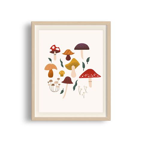 Mushroom Art Print Illustrated Mushroom Art Mushroom - Etsy