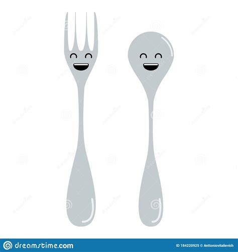 Fork and Spoon Cartoon Icon Illustration Stock Vector - Illustration of meal, spoonful: 184220925