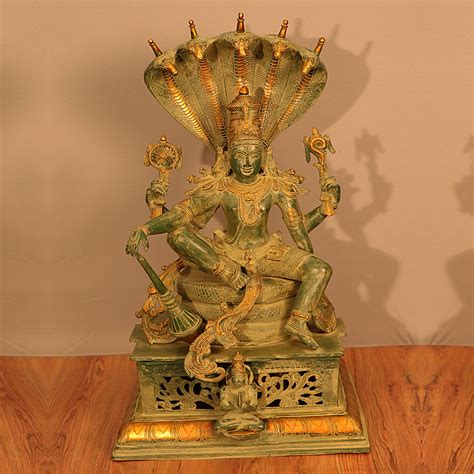 VISHNU SITTING ON SHESH NAAG CHOLA SCULPTURE BRASS STATUE - Buy exclusive brass statues ...