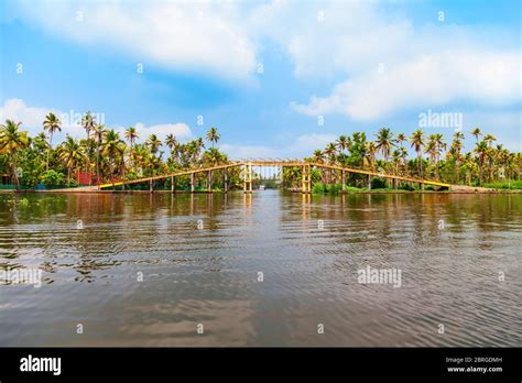 Alappuzha backwaters landscape with bridge in Kerala state in India Stock Photo - Alamy