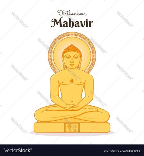 Tirthankara Mahavir Swami idol vector illustration. 24th tirthankara of ...