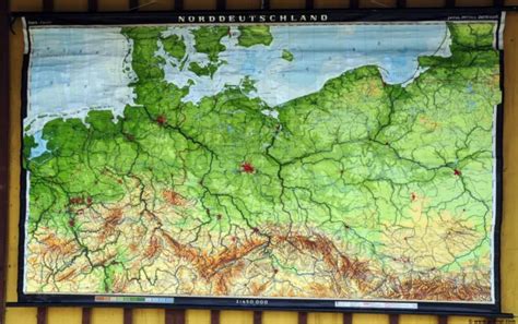 VINTAGE MURAL MAP Northern Germany Rollable Wall Chart Poster Print $215.99 - PicClick
