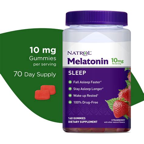 Natrol® Melatonin Sleep Aid Gummies, Fall Asleep Faster, Strawberry ...