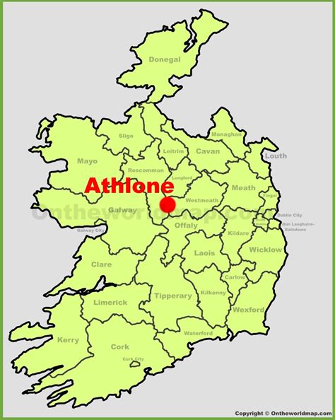 Athlone location on the Ireland map - Ontheworldmap.com