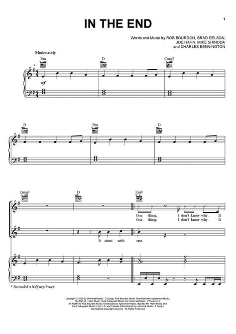 In The End Piano Sheet Music | OnlinePianist