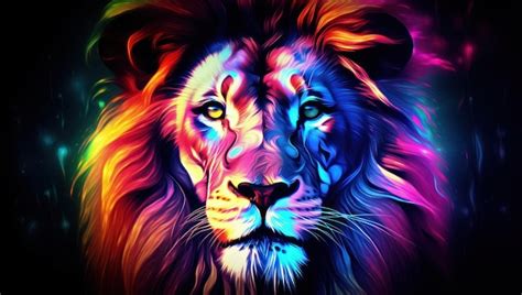 Premium AI Image | a colorful lion with mane