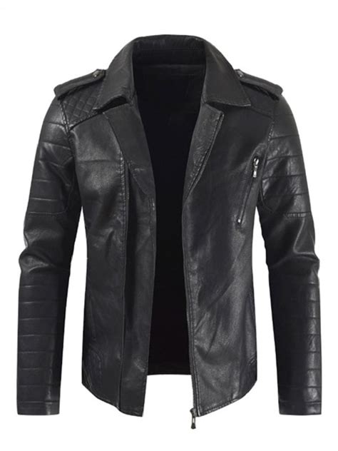 Men’s Black Lapel Collar Lambskin Leather Jacket | Craftsmen