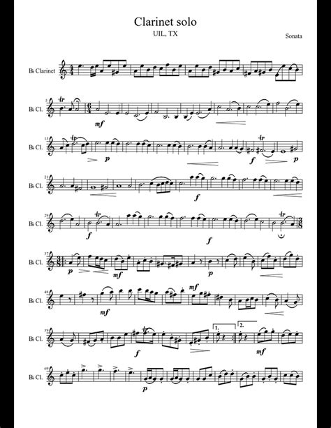 Clarinet solo sheet music for Clarinet download free in PDF or MIDI