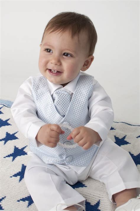 Baby or Toddlers Blue and White Christening Suit - Just Christening